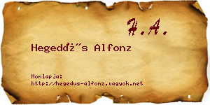 Hegedűs Alfonz névjegykártya
