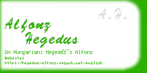 alfonz hegedus business card